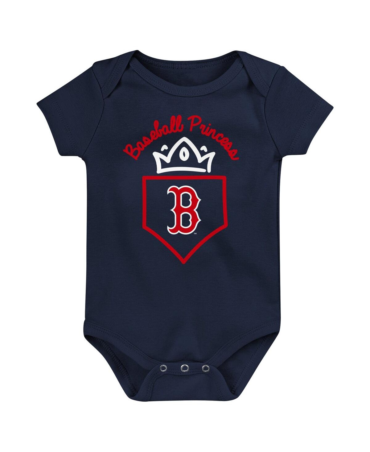 Outerstuff Baby Boys And Girls  Navy, Red, Pink Boston Red Sox Three-pack Home Run Bodysuit Set In Navy,red,pink