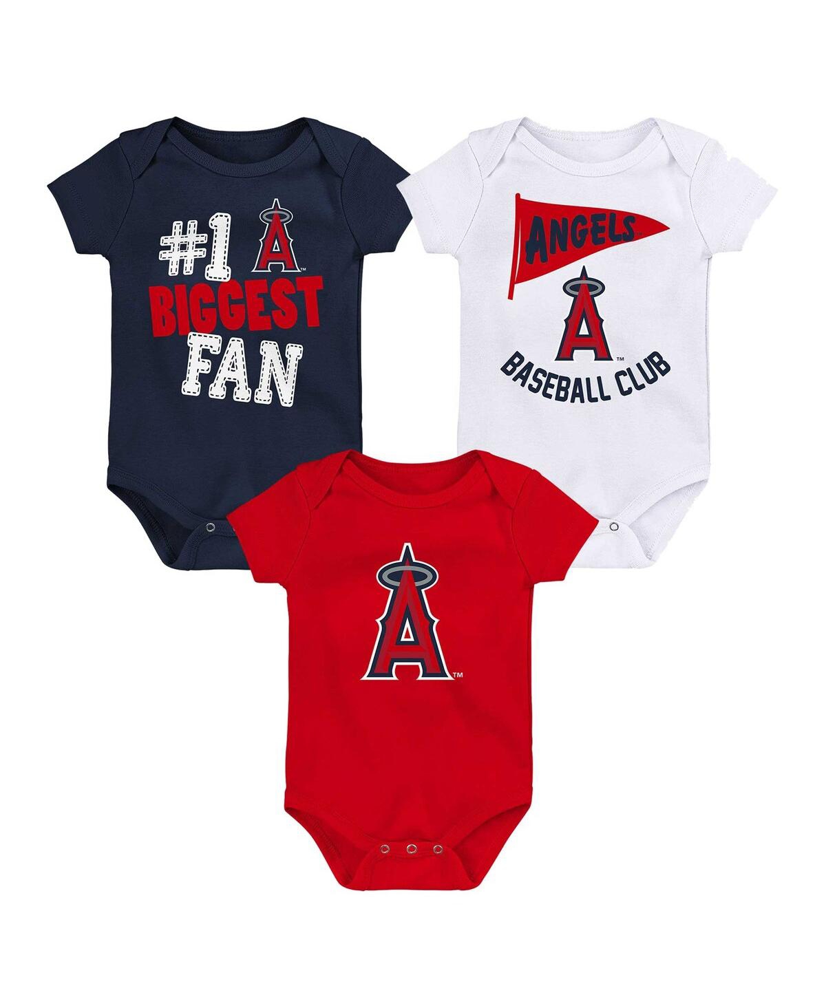 Outerstuff Baby Boys And Girls Fanatics Los Angeles Angels Fan Pennant 3-pack Bodysuit Set In Red