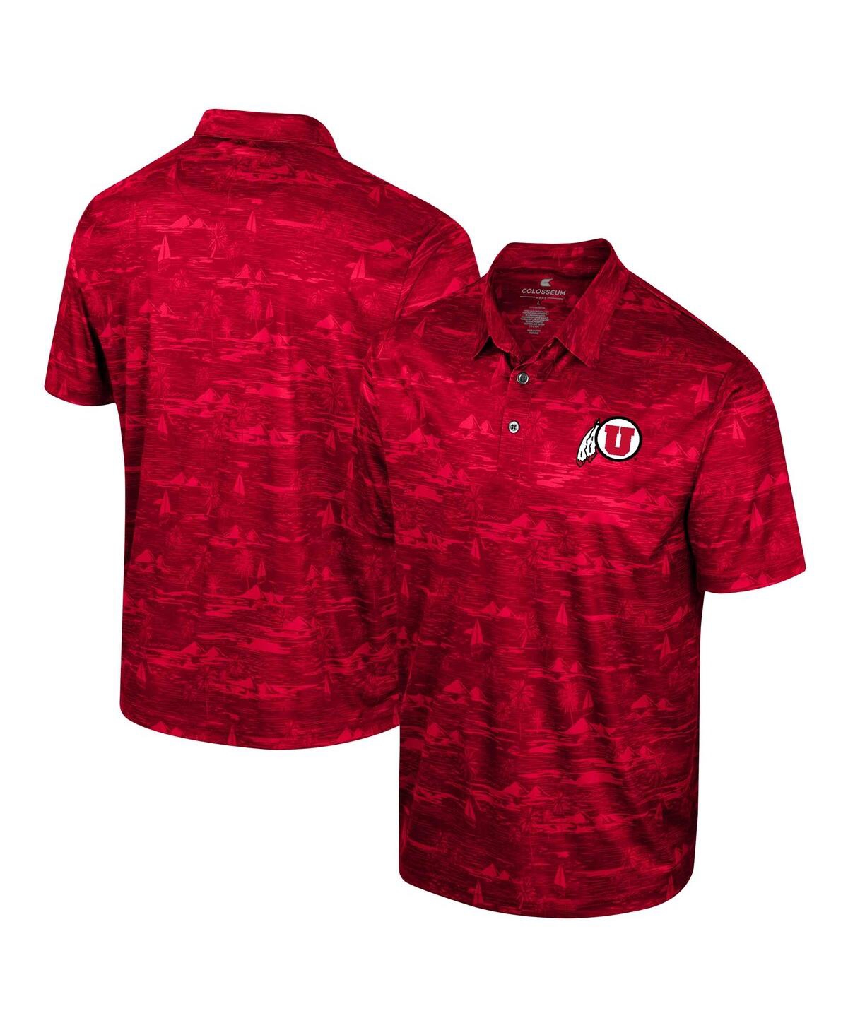 Men's Colosseum Red Utah Utes Daly Print Polo Shirt - Red