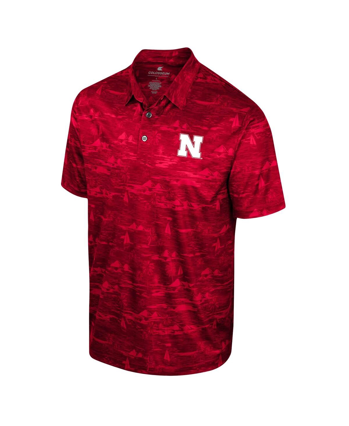 Shop Colosseum Men's  Scarlet Nebraska Huskers Daly Print Polo Shirt