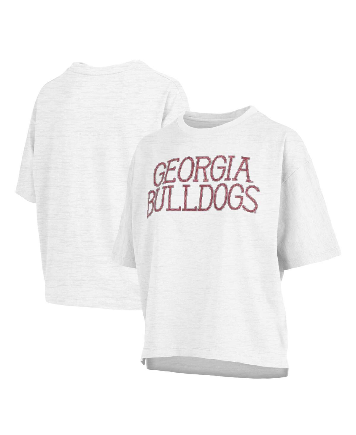 Shop Pressbox Women's  White Georgia Bulldogs Motley Crew Chain Stitch Slub Waist Length Boxy T-shirt