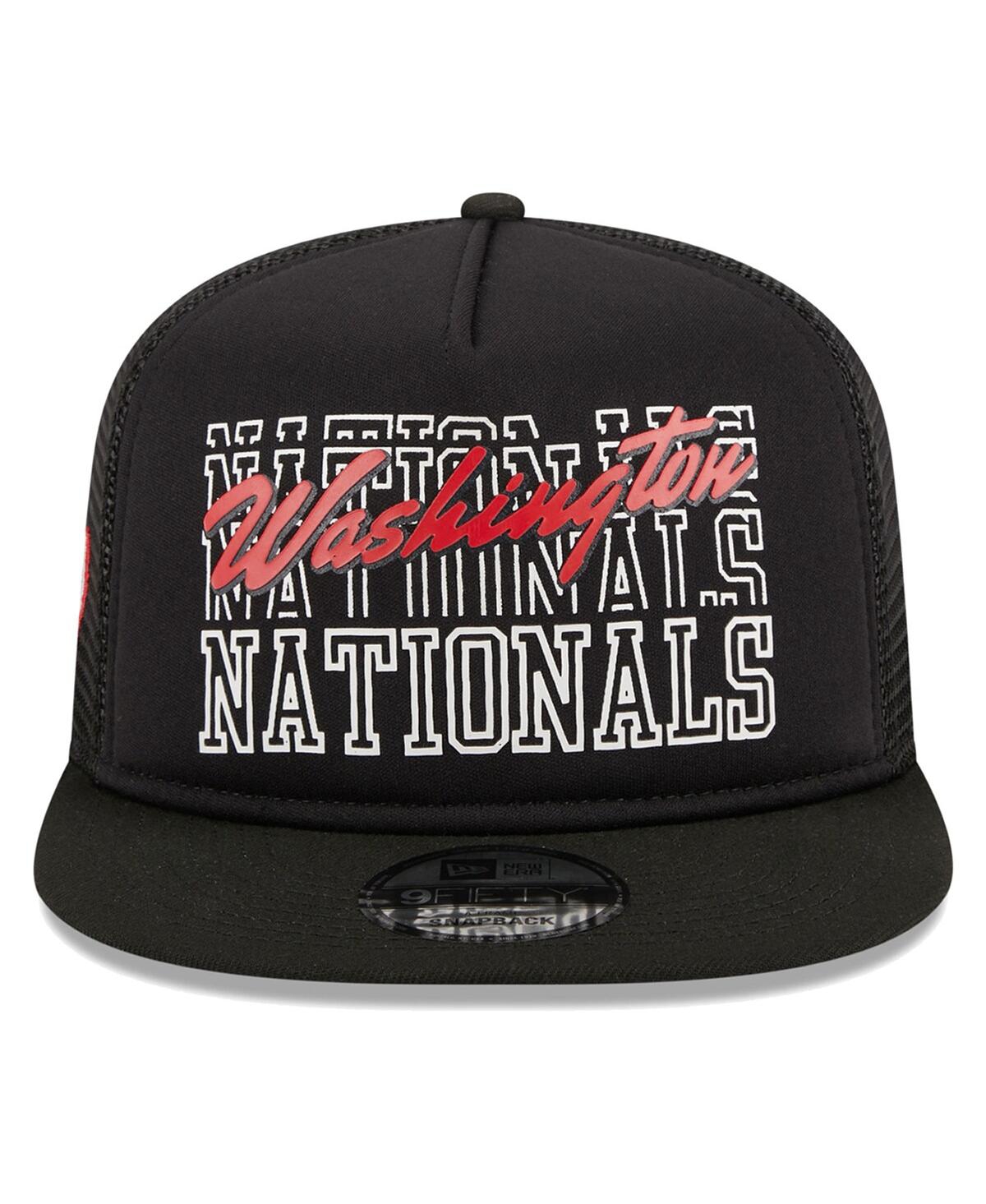 New Era Black Washington Nationals  Street Team A-frame Trucker 9fifty Snapback Hat In Black