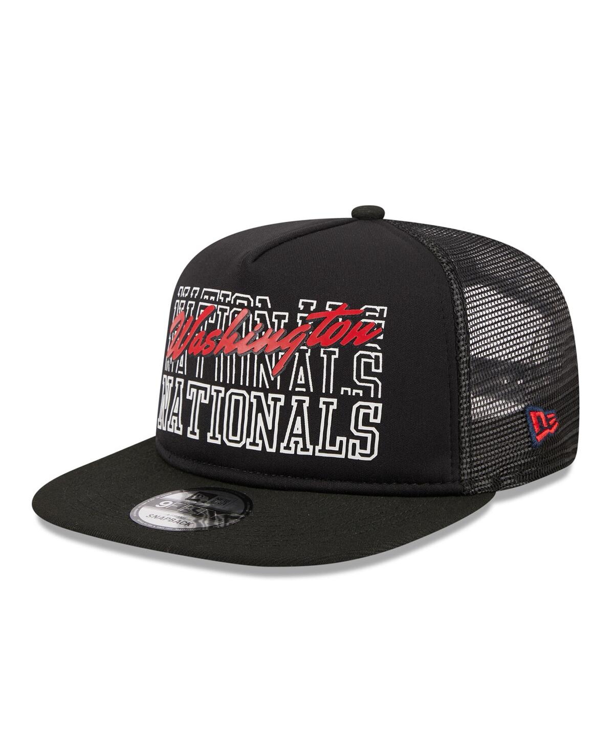 Shop New Era Men's  Black Washington Nationals Street Team A-frame Trucker 9fifty Snapback Hat