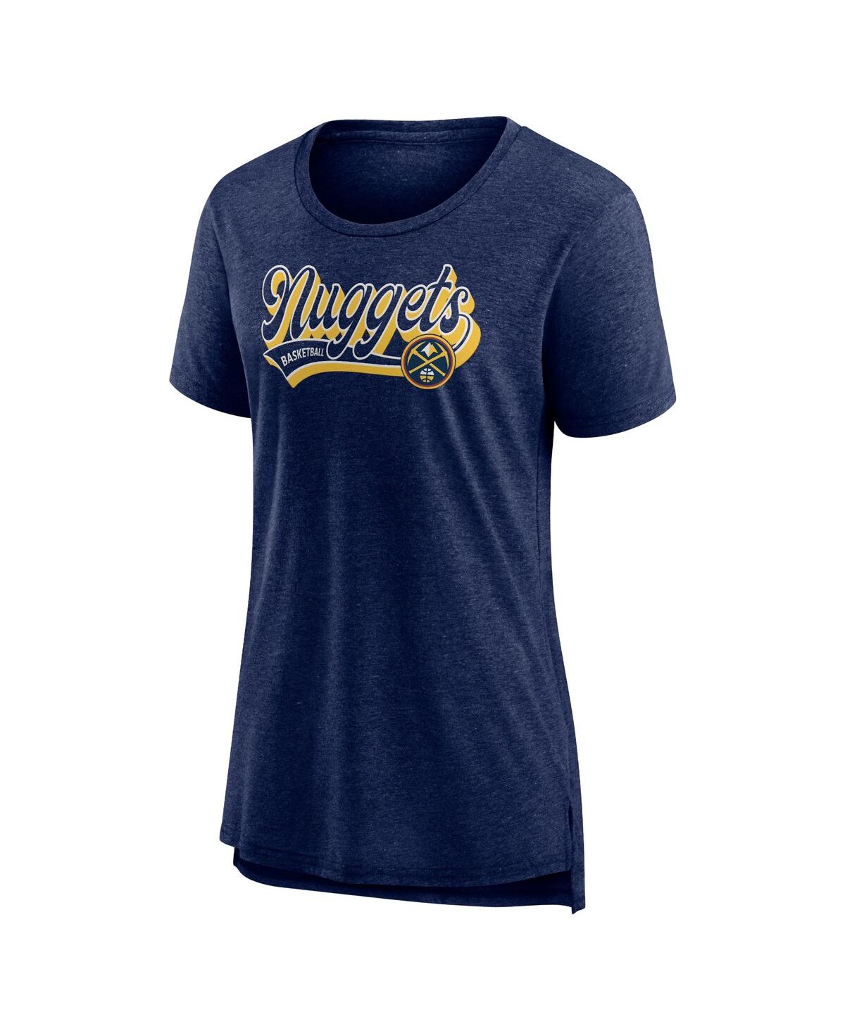 Shop Fanatics Women's  Heather Navy Denver Nuggets League Leader Tri-blend T-shirt