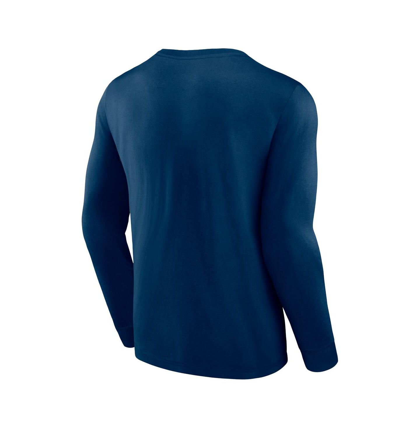 Мужская футболка Fanatics Deep Sea Blue Seattle Kraken Strike the Goal Long Sleeve — фото 3