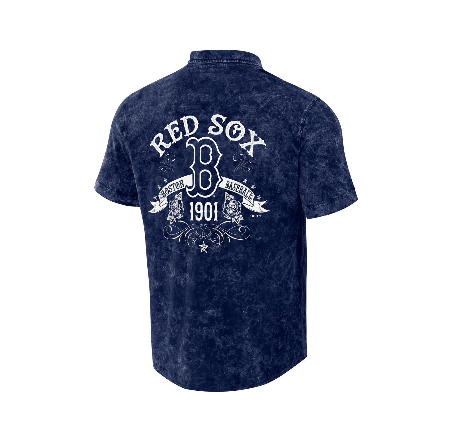 Men's Darius Rucker Collection by Navy Distressed Boston Red Sox Denim Team Color Button-Up Shirt