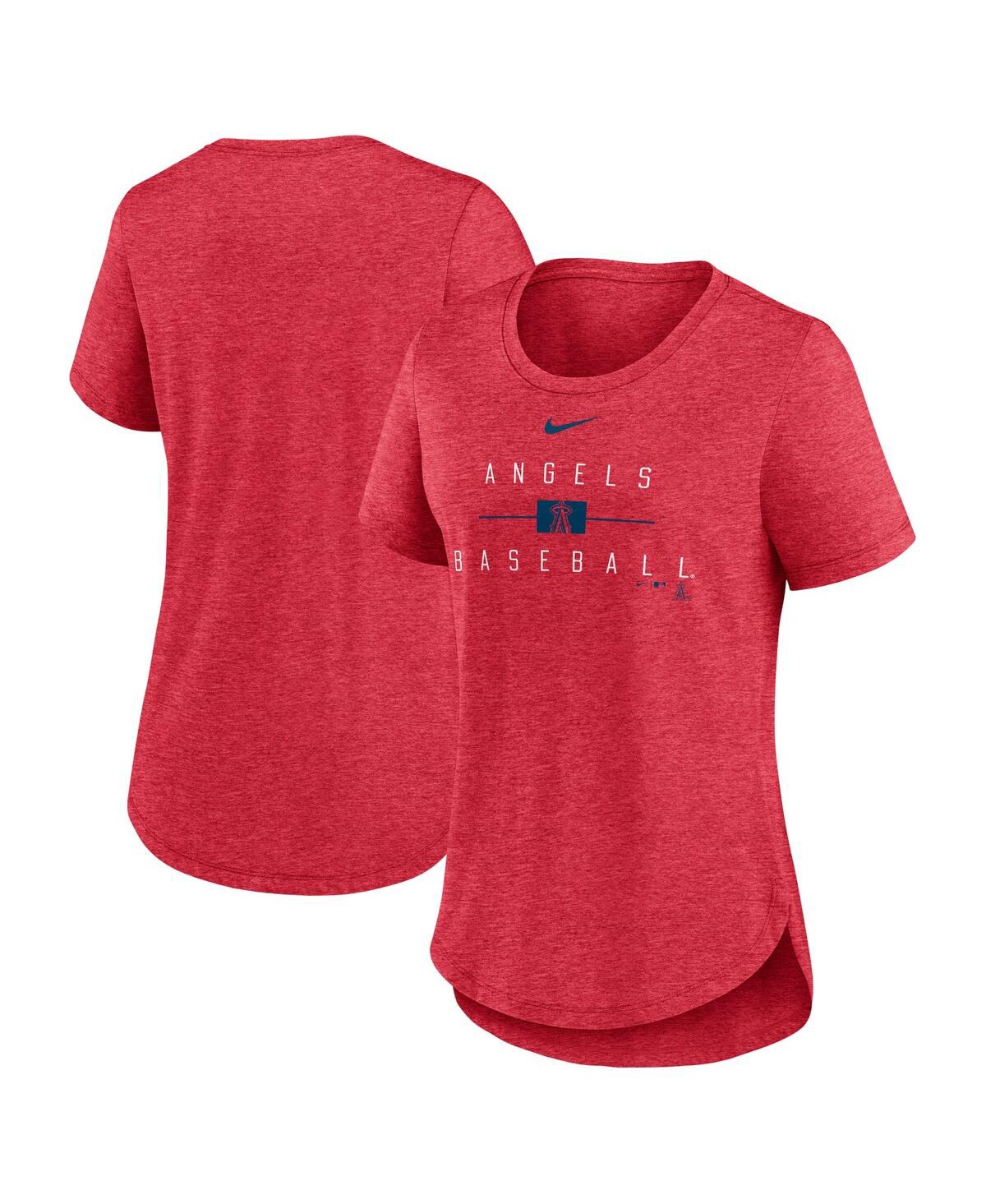 Shop Nike Women's  Heather Red Los Angeles Angels Knockout Team Stack Tri-blend T-shirt