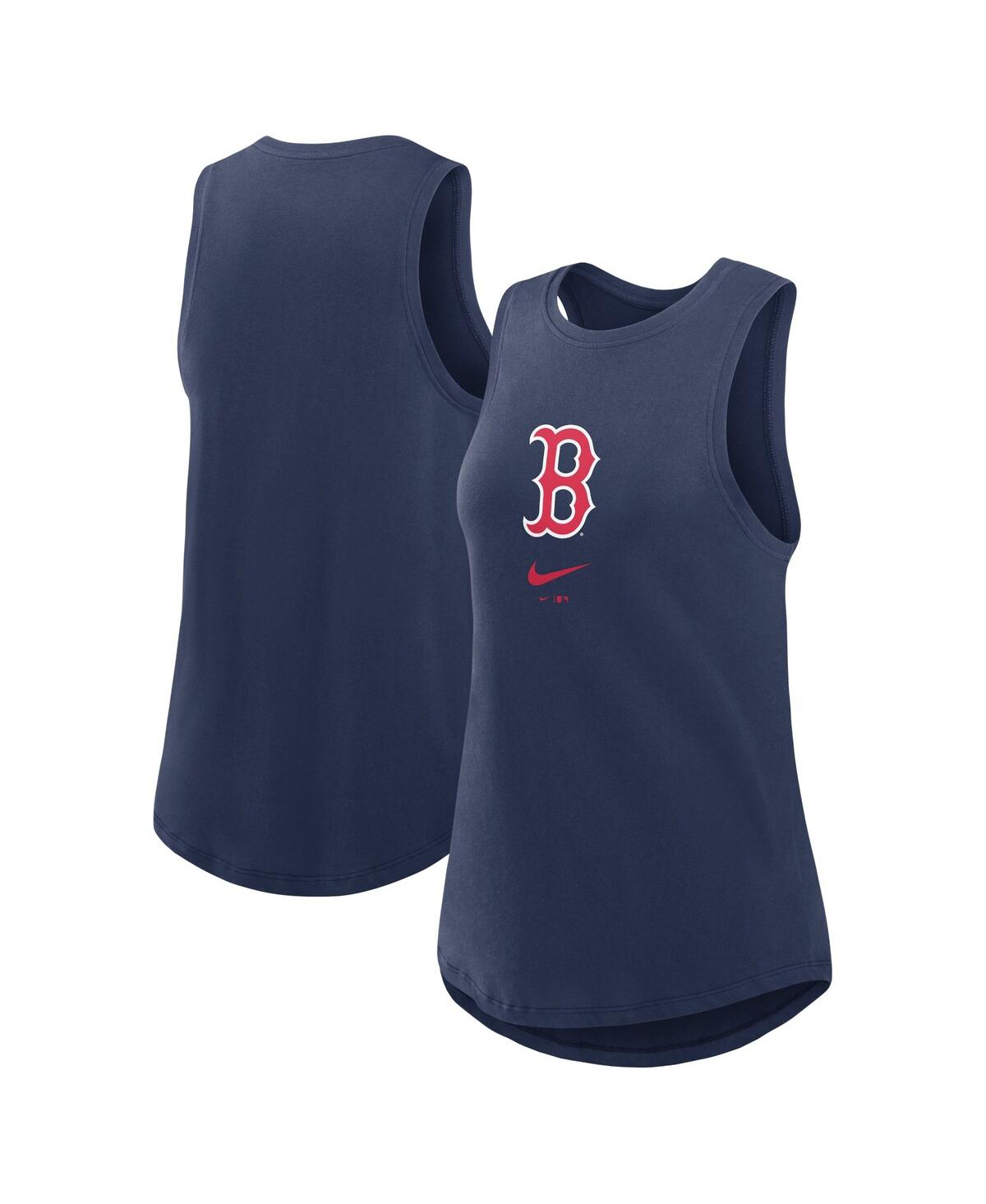 Shop Nike Women's  Navy Boston Red Sox Legacy Icon High Neck Fashion Tank Top