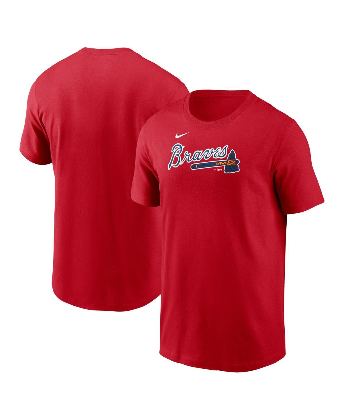 Shop Nike Men's  Red Atlanta Braves Fuse Wordmark T-shirt