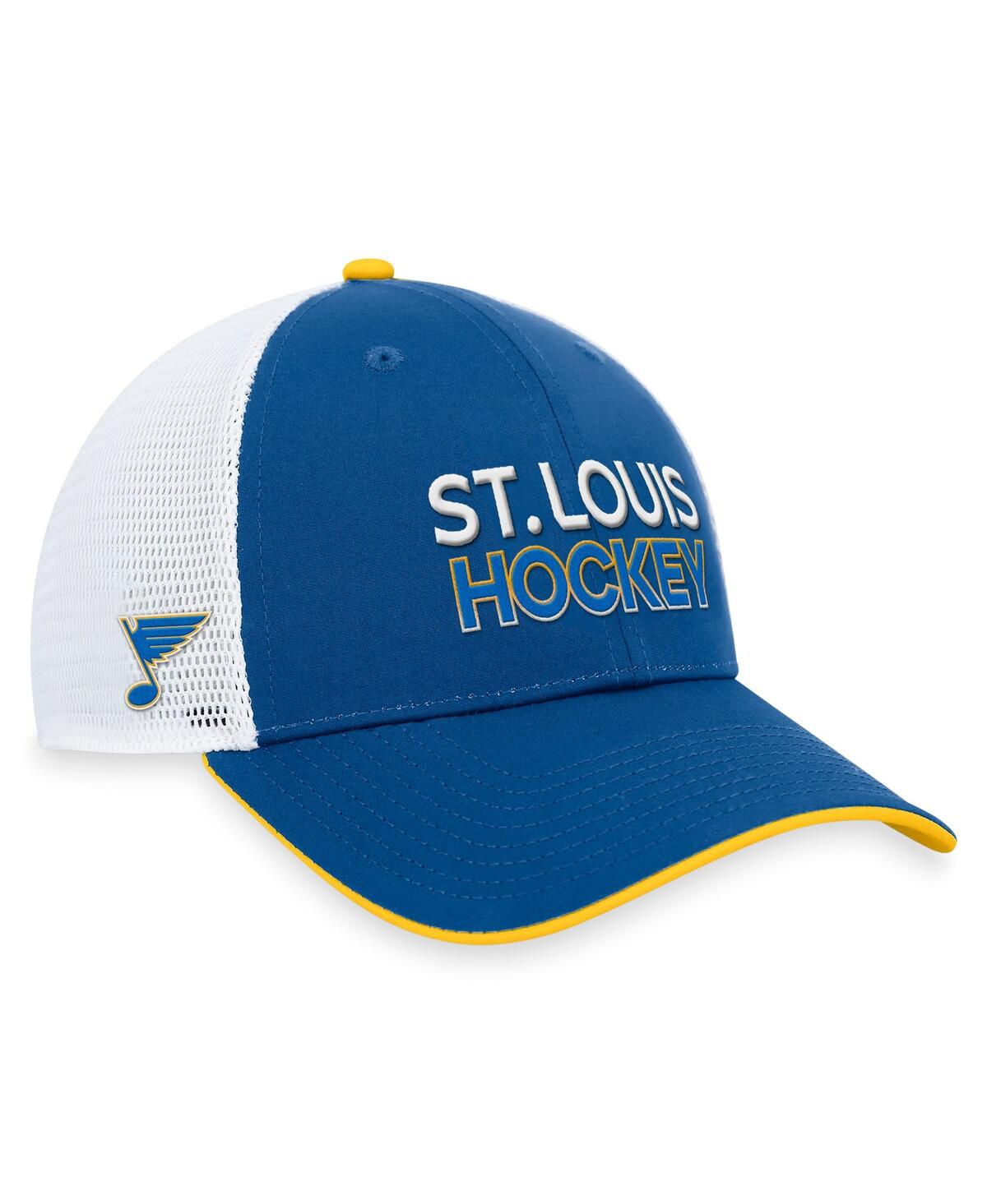 Shop Fanatics Men's  Blue, White St. Louis Blues Authentic Pro Alternate Jersey Adjustable Trucker Hat In Blue,white