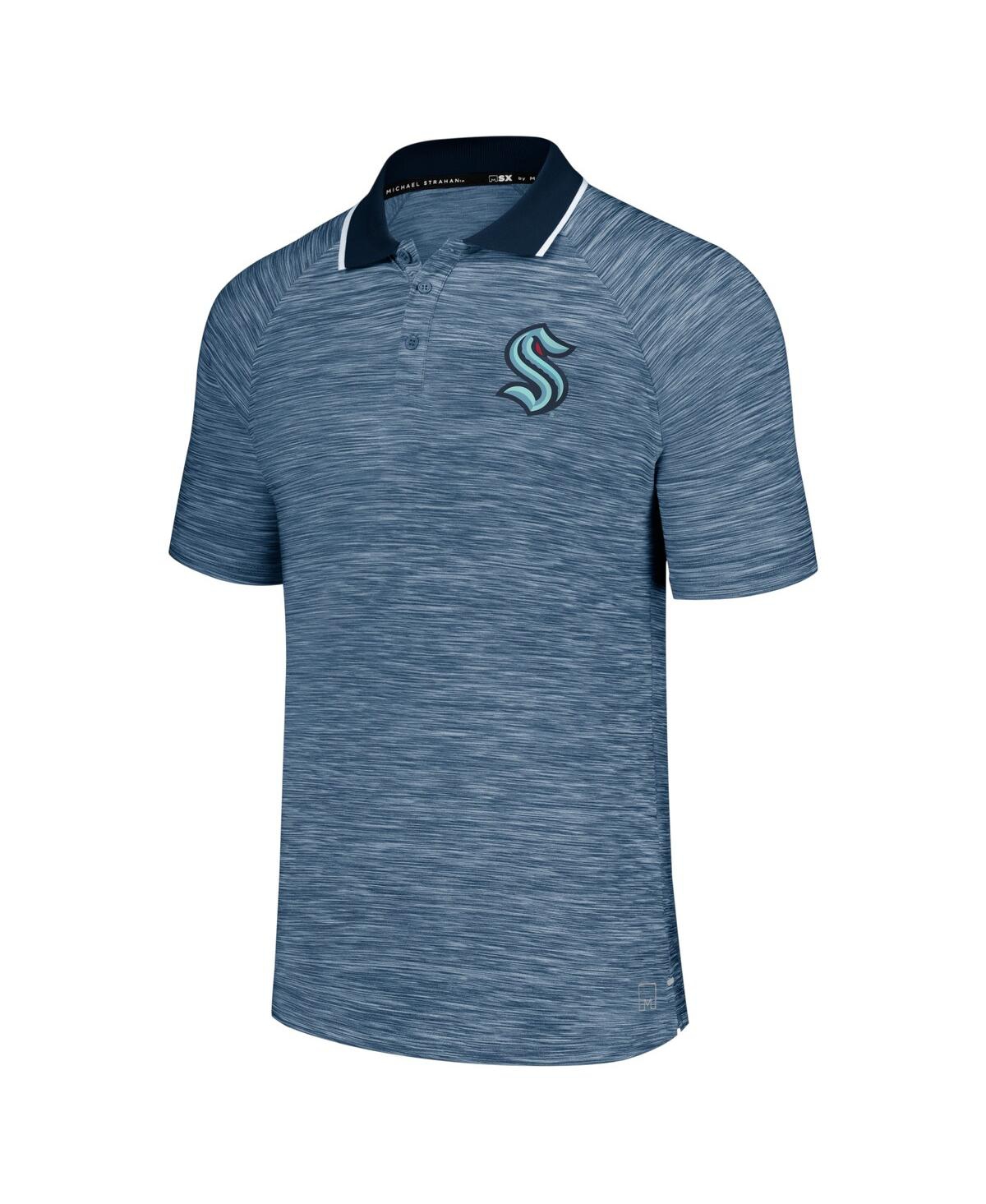 Shop Msx By Michael Strahan Men's  Deep Sea Blue Seattle Kraken Strategy Raglan Polo Shirt