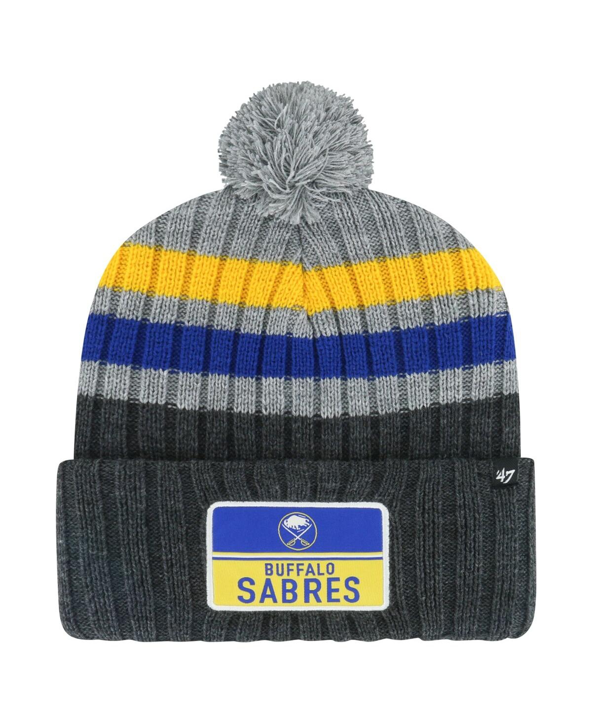 47 Brand Men's ' Gray Buffalo Sabres Stack Patch Cuffed Knit Hat With Pom