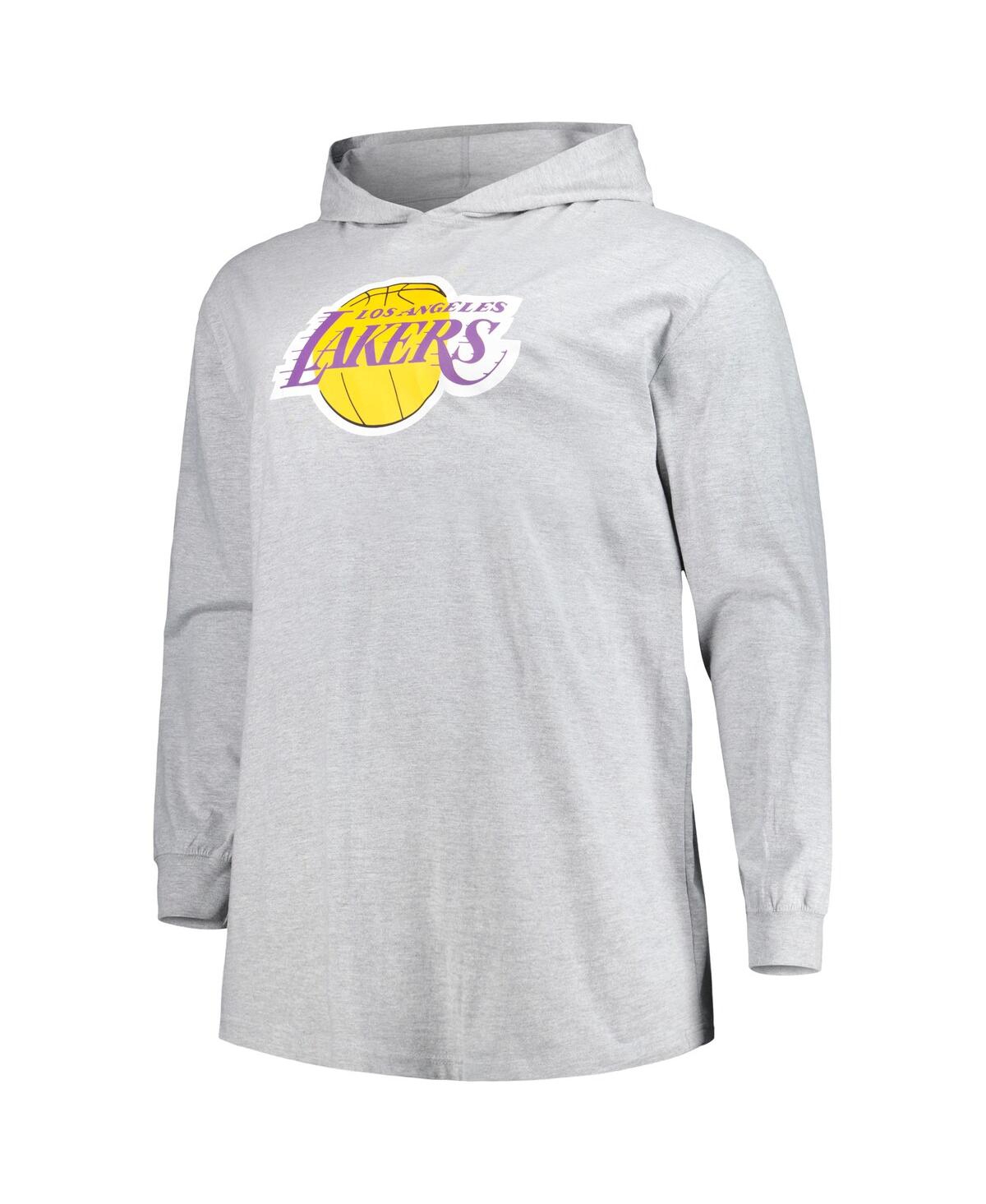 Shop Fanatics Men's  Heather Gray Los Angeles Lakers Big And Tall Pullover Hoodie