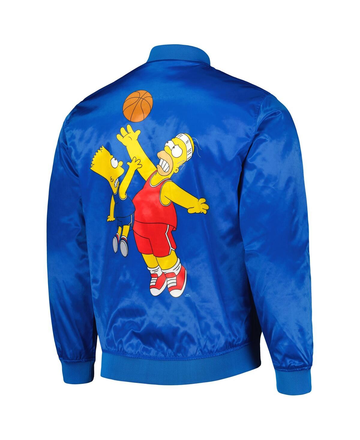 Shop Freeze Max Men's  Blue The Simpsons Basketball Satin Full-snap Jacket