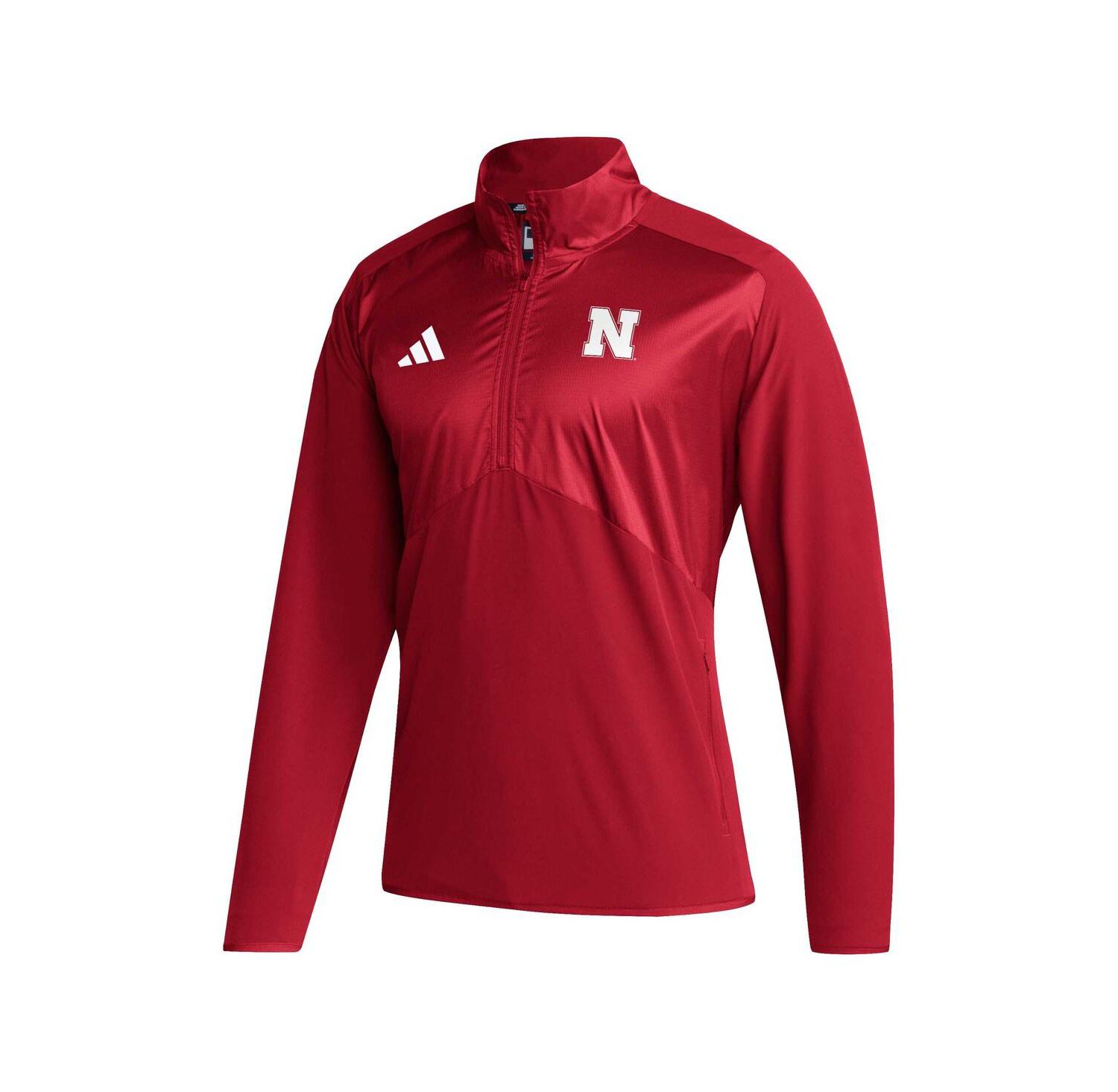 Men's Scarlet Nebraska Huskers Sideline AEROREADY Raglan Sleeve Quarter-Zip Jacket