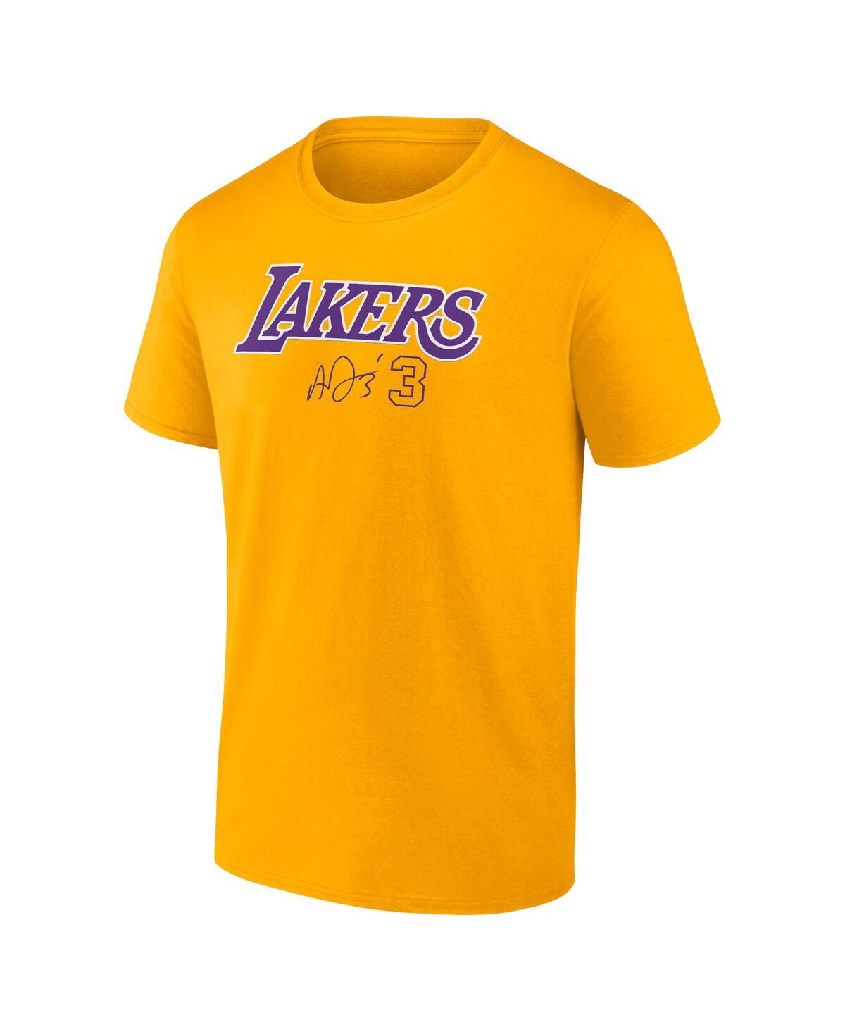 Shop Fanatics Men's  Anthony Davis Gold Los Angeles Lakers Name And Number T-shirt