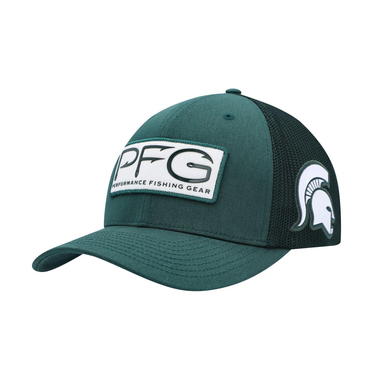 Мужская кепка Columbia Green Michigan State Spartans PFG Hooks Flex Hat — фото 1