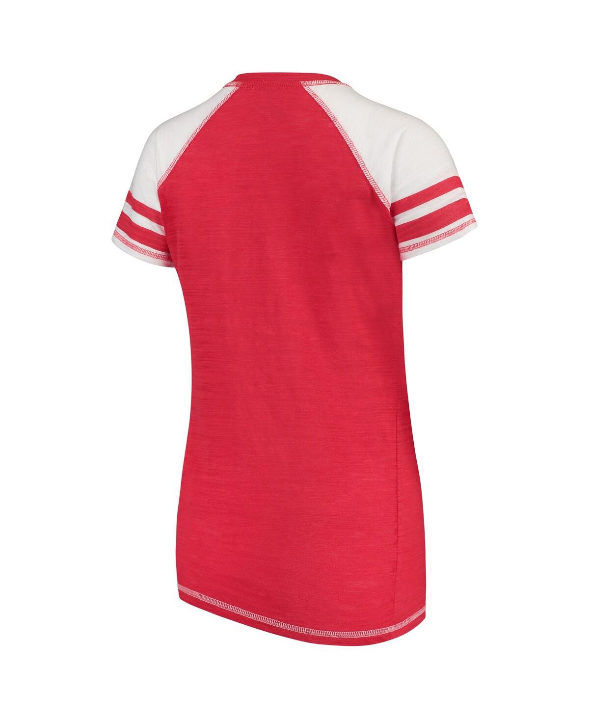 Women's Soft As A GrapeWashington Nationals Color Block V-Neck T-shirt - Red