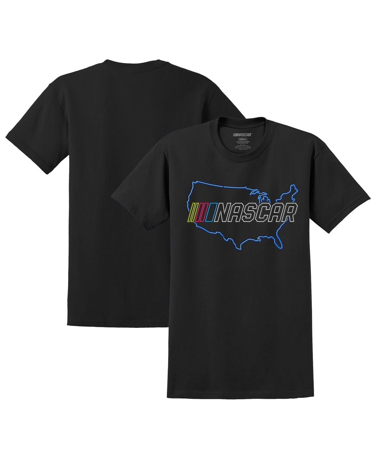 Men's Black Nascar Neon Map T-shirt - Black