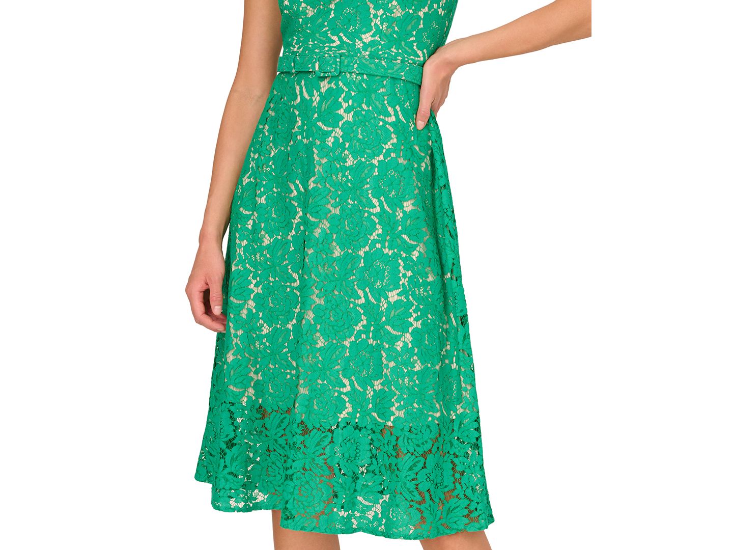 Женское платье Adrianna Papell Sleeveless Lace Midi, цвет: Зелёный — фото 4