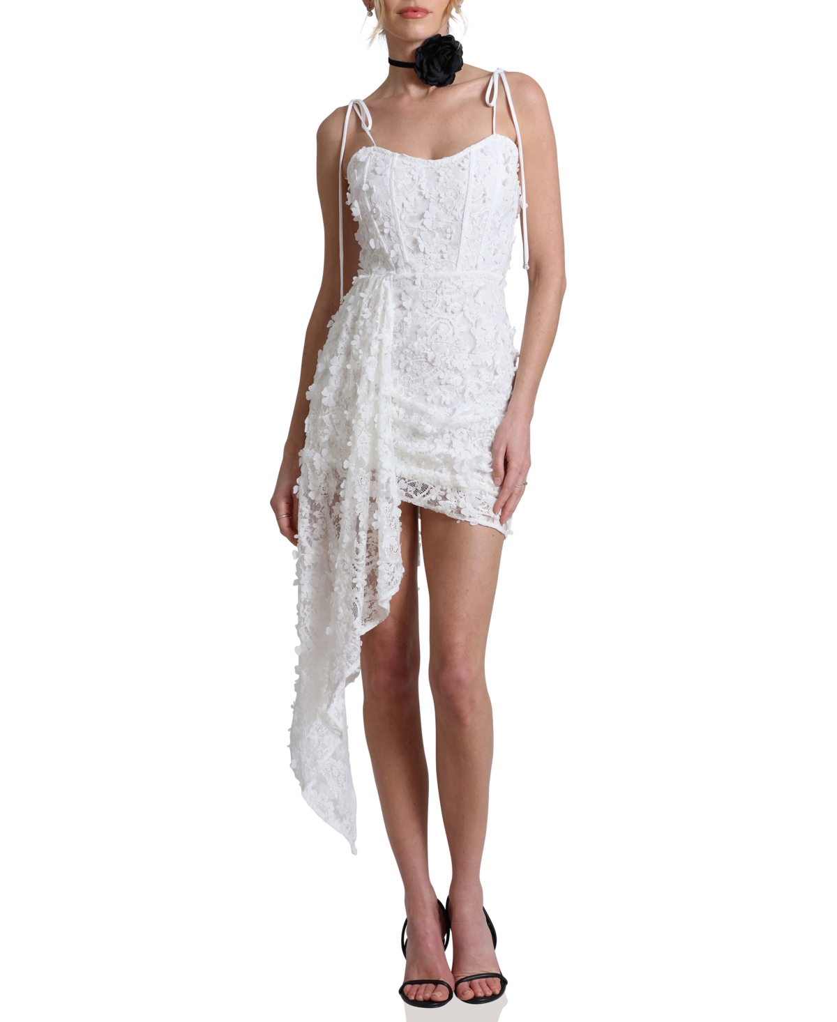 Shop Avec Les Filles Women's Lace Applique Asymmetrical Dress In White