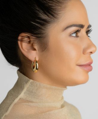 14K Gold-Plated Domed Oval Hoop Earrings