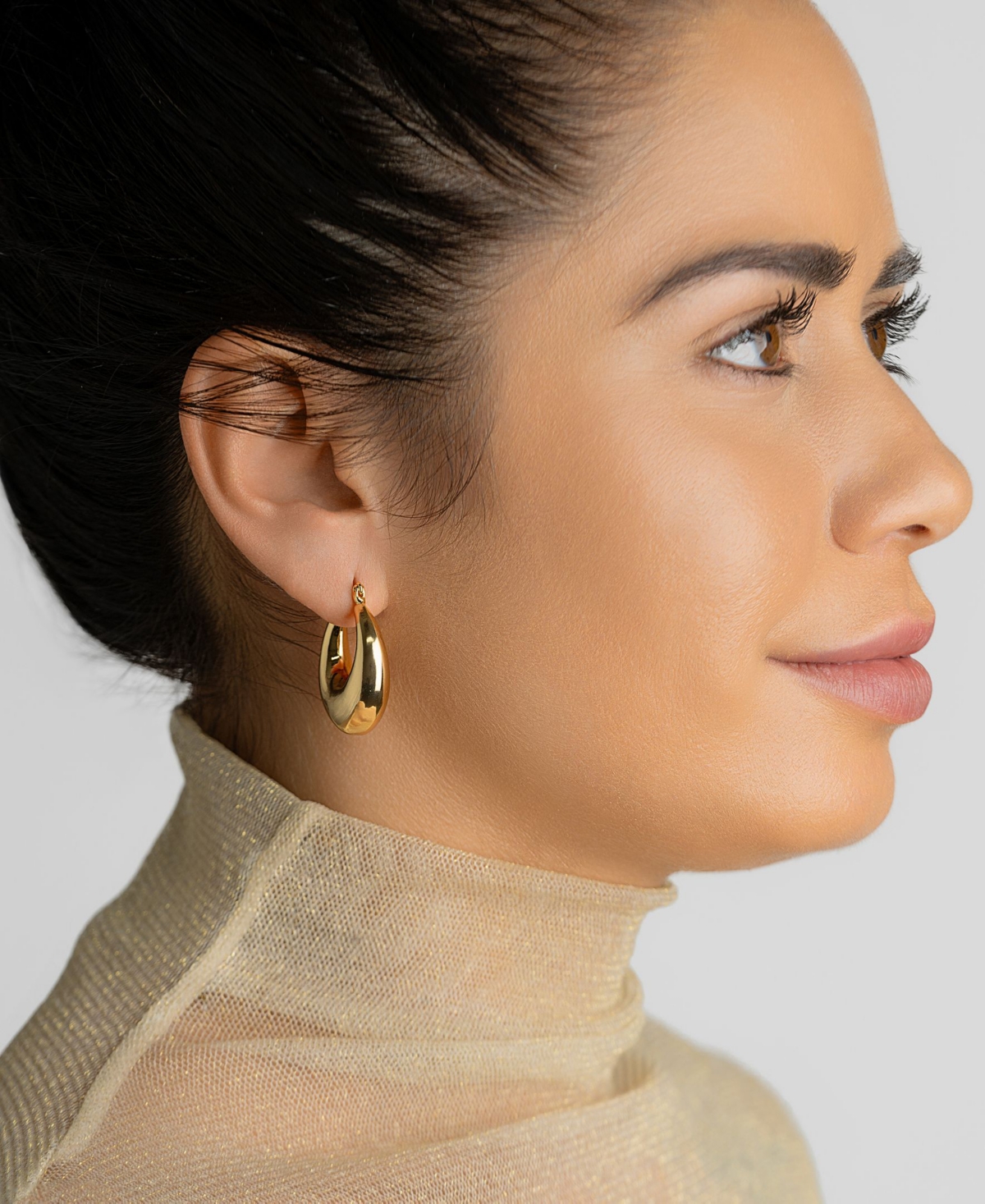 Shop Adornia 14k Gold-plated Domed Oval Hoop Earrings