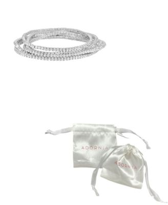 Silver-Plated Multi Stretch Crystal Bracelet Set