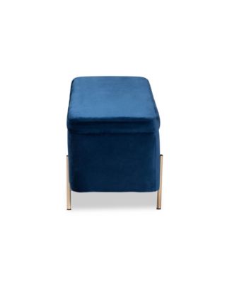 Rockwell Contemporary Glam and Luxe Velvet Fabric Upholstered and Finished Metal Storage Bench