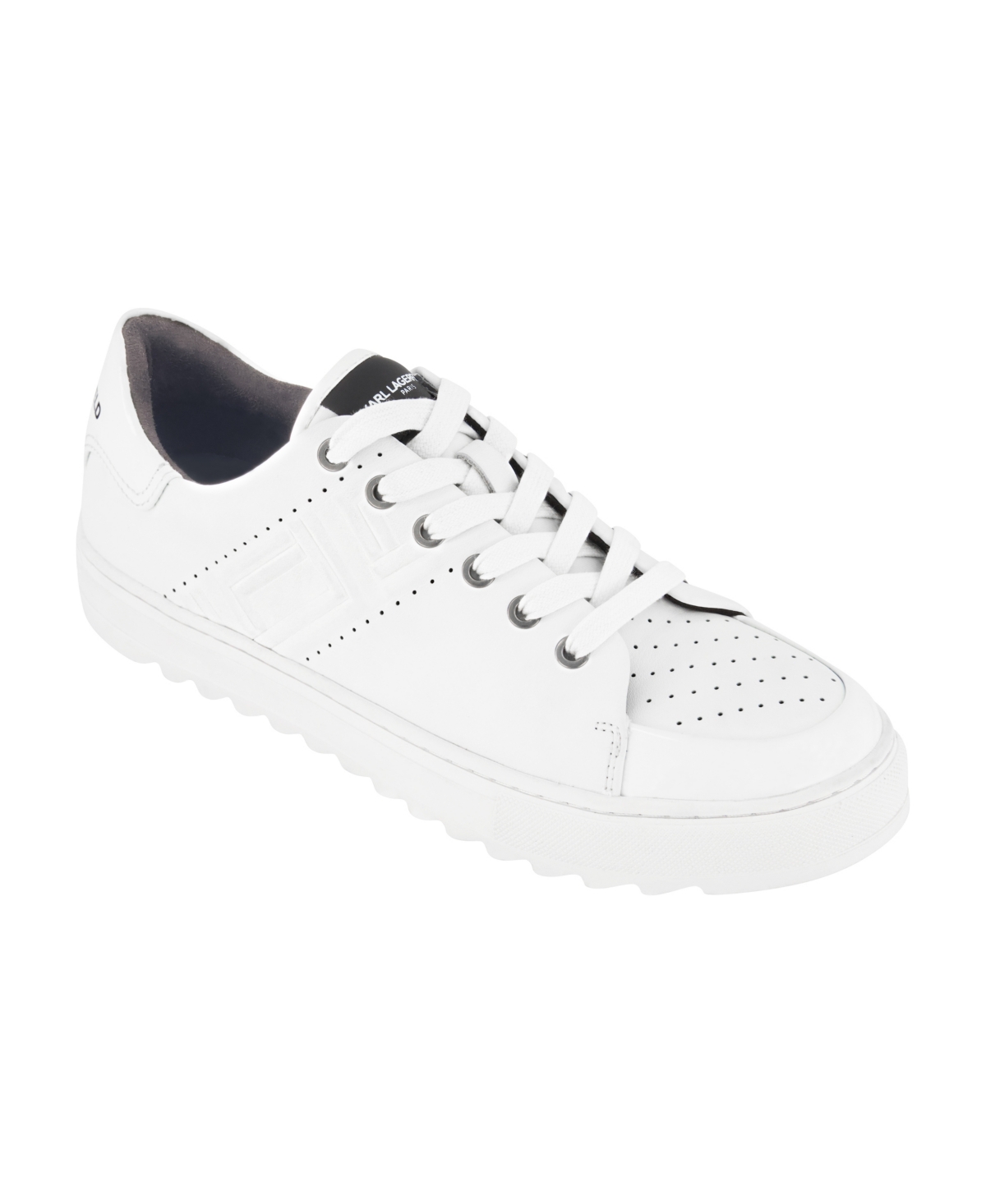 KARL LAGERFELD MEN'S SIDE EMBOSSED LOGO AND PATENT DETAIL LEATHER SNEAKERS