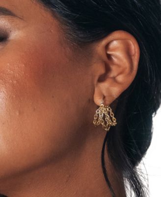 14K Gold Plated or Rhodium Plated Triple Chain Tenly Hoops Earrings