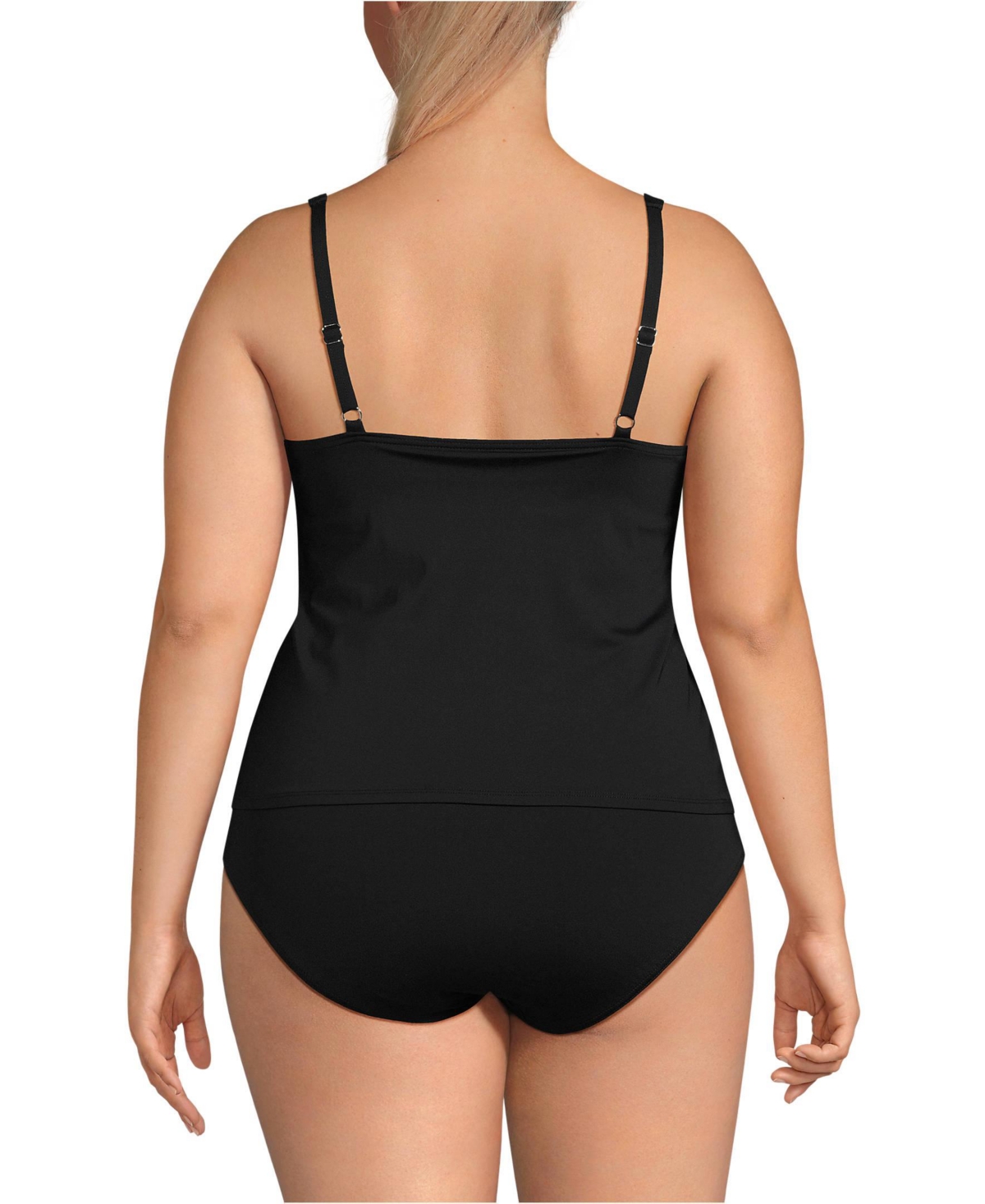 Lands' End Women's Scoop Neck One Piece Fauxkini Swimsuit