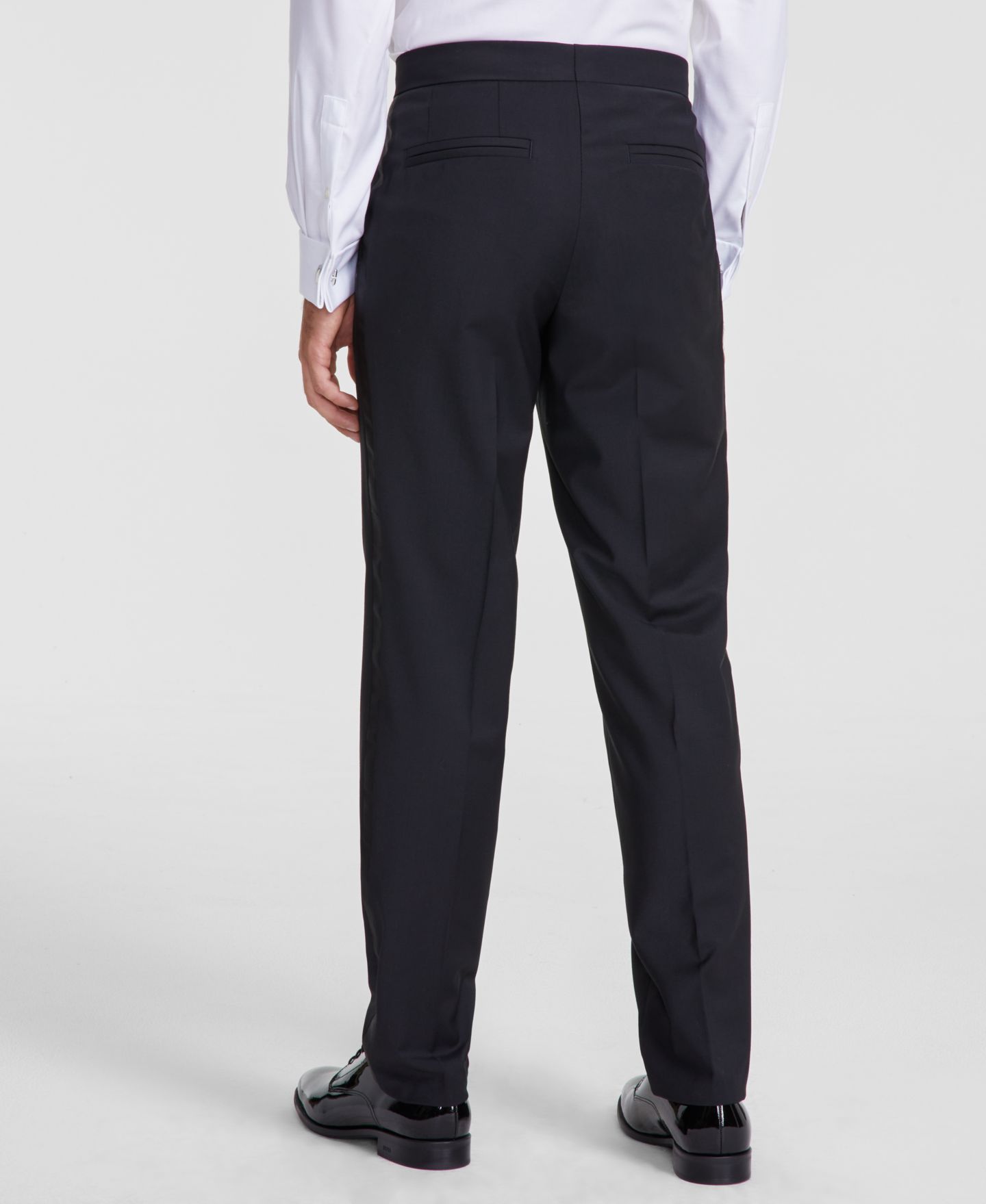 Мужские брюки Hugo Boss Modern-Fit Wool Blend Super Flex Stretch Tuxedo Pant, цвет: Чёрный — фото 4