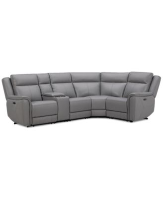 Addyson 117" 5-Pc. Leather Sectional with 3 Zero Gravity Recliners with Power Headrests, Created for Macy's