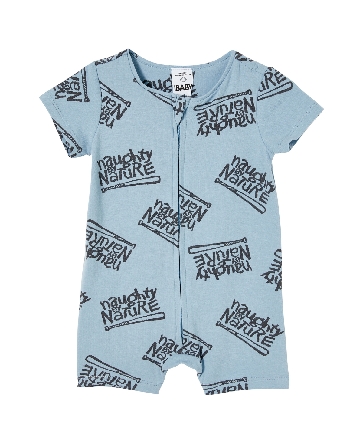 Cotton On Baby Boys And Baby Girls The Billie Short Sleeve Zip Romper License In Blue