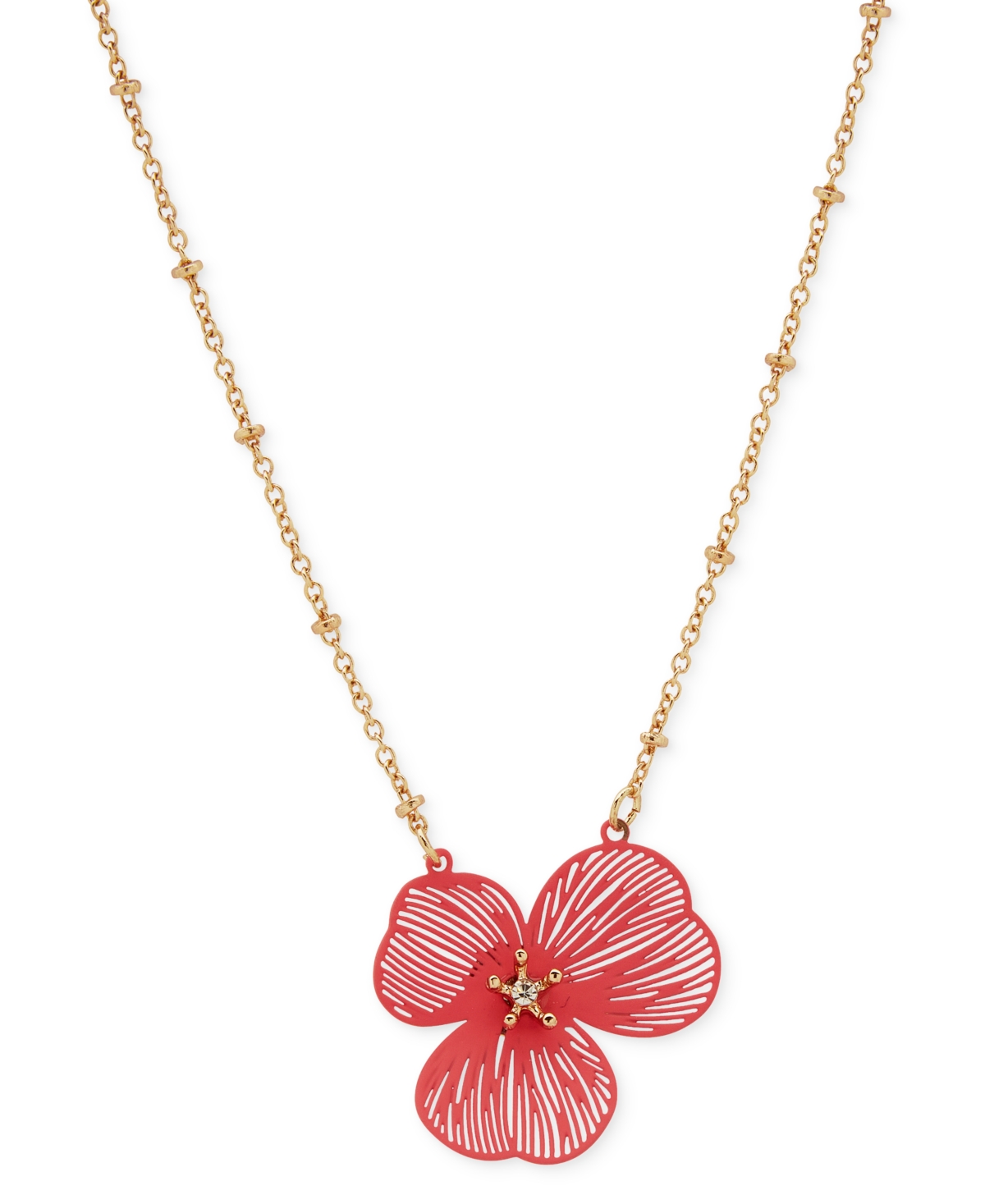 Shop Lonna & Lilly Gold-tone Openwork Flower Pendant Necklace, 16" + 3" Extender In Coral