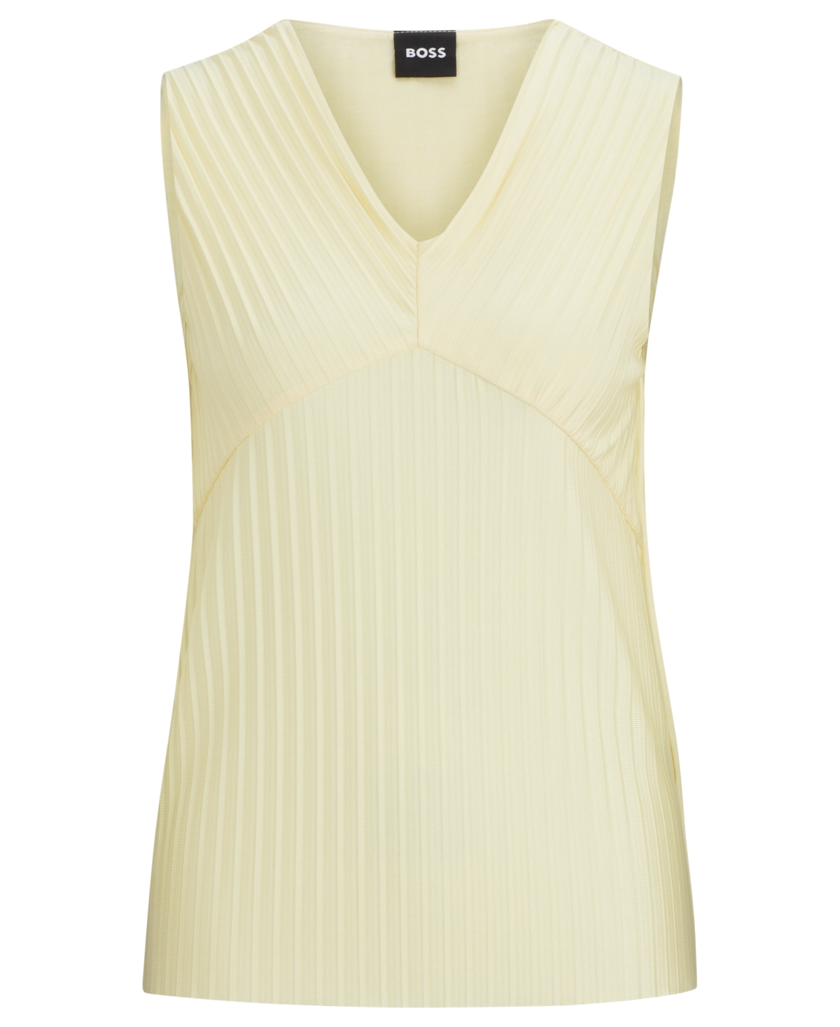 Shop Hugo Boss Boss By  Women's V-neck Sleeveless Jersey Top In Open Yellow