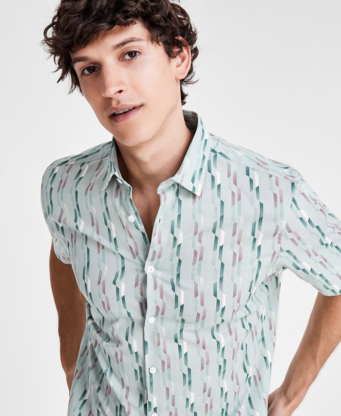 Alfani Men's Nightfall Regular-Fit Geo-Print Button-Down Shirt, Created ...