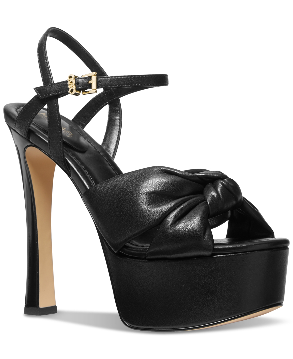 Shop Michael Kors Michael  Elena Ankle-strap Platform Dress Sandals In Black