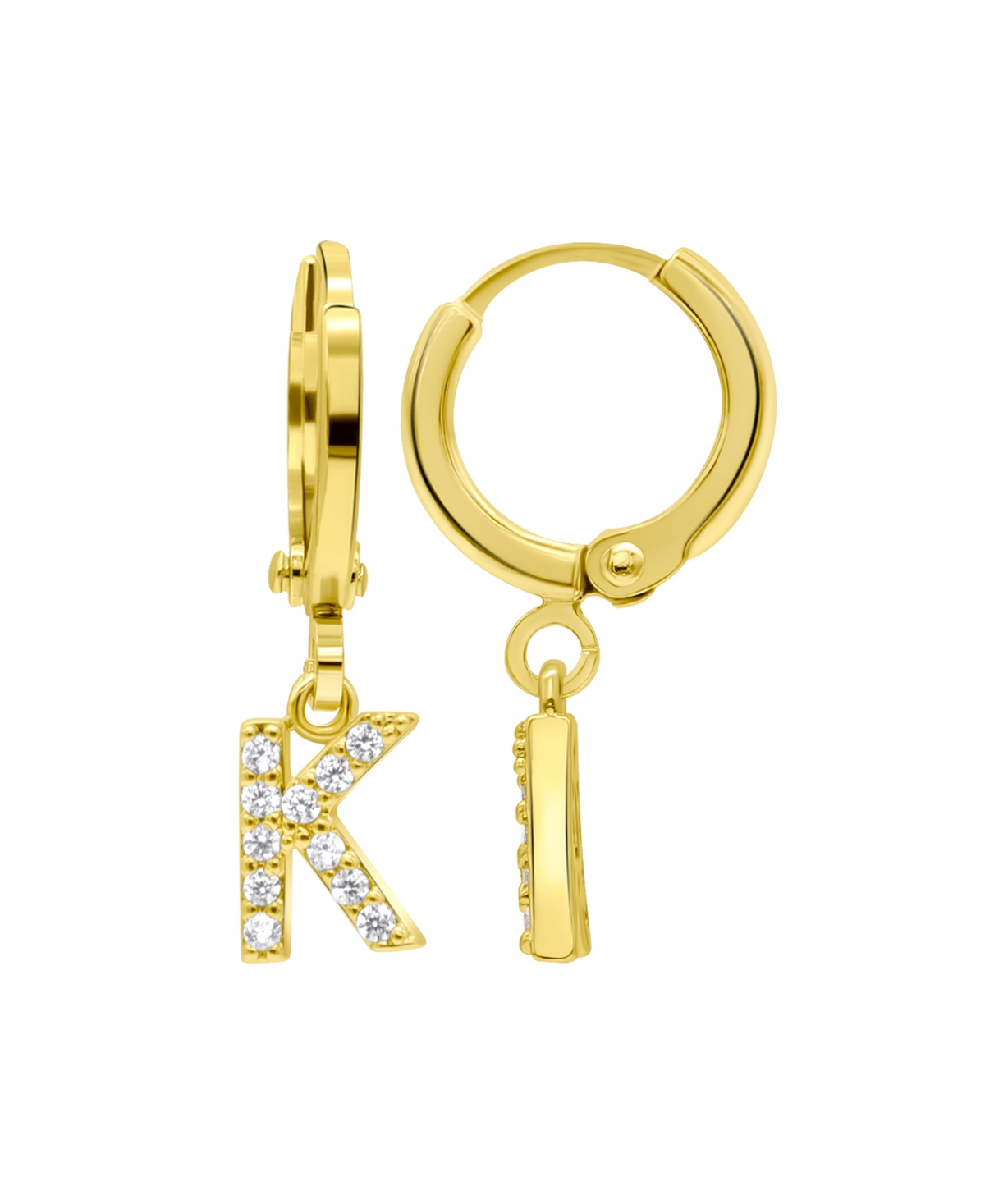 Adornia 14K Gold-Plated Initial Pave Huggie Hoop Earrings - Gold- K