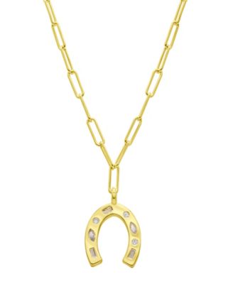 Vrsilver Layered Birthstone Necklace - 14K Gold Plated Paperclip & Pendant Choker With Adjustable Chain