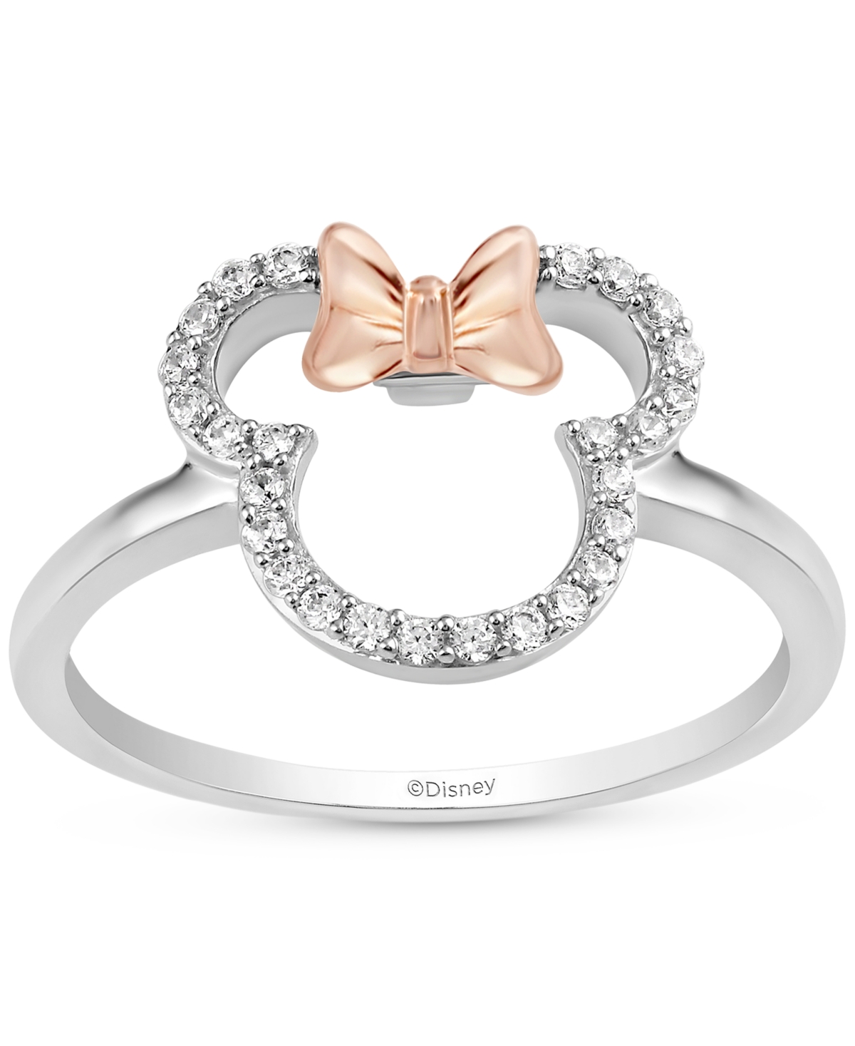 Diamond Minnie Mouse Silhouette Ring (1/6 ct. t.w.) in Sterling Silver & Rose Gold-Plate - Sterling Silver  Rose Gold-Plate