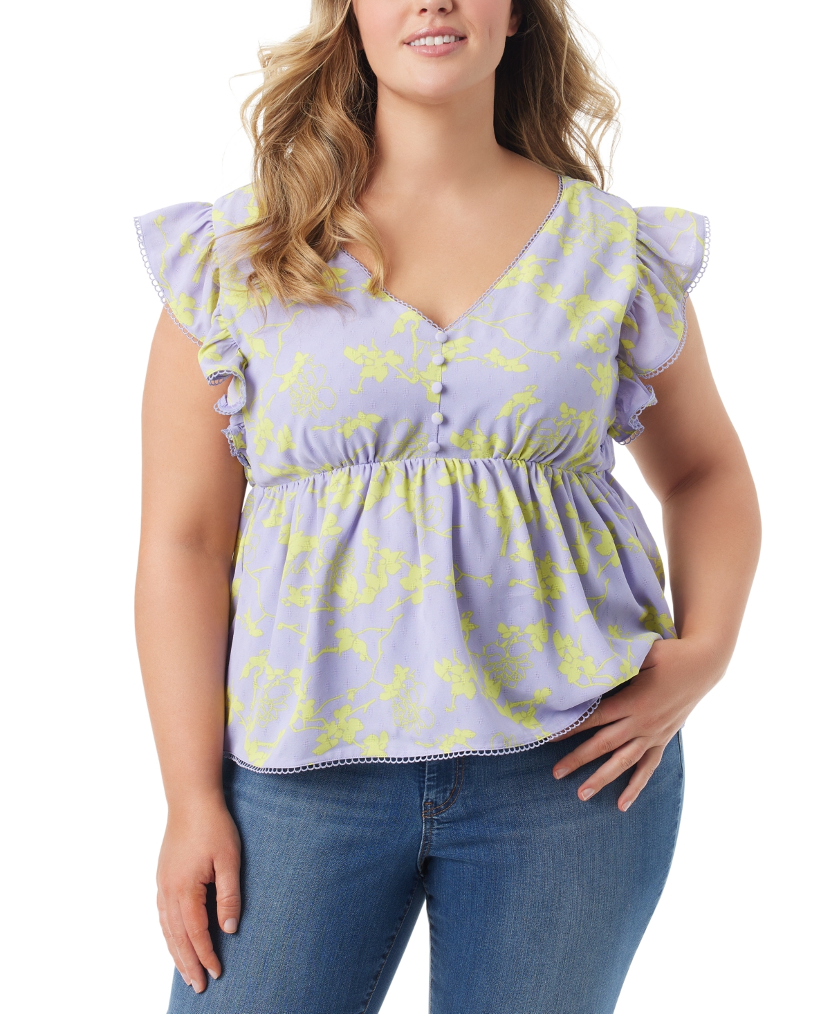Shop Jessica Simpson Trendy Plus Size Inge Flutter Tie-back Top In Sweet Lavender