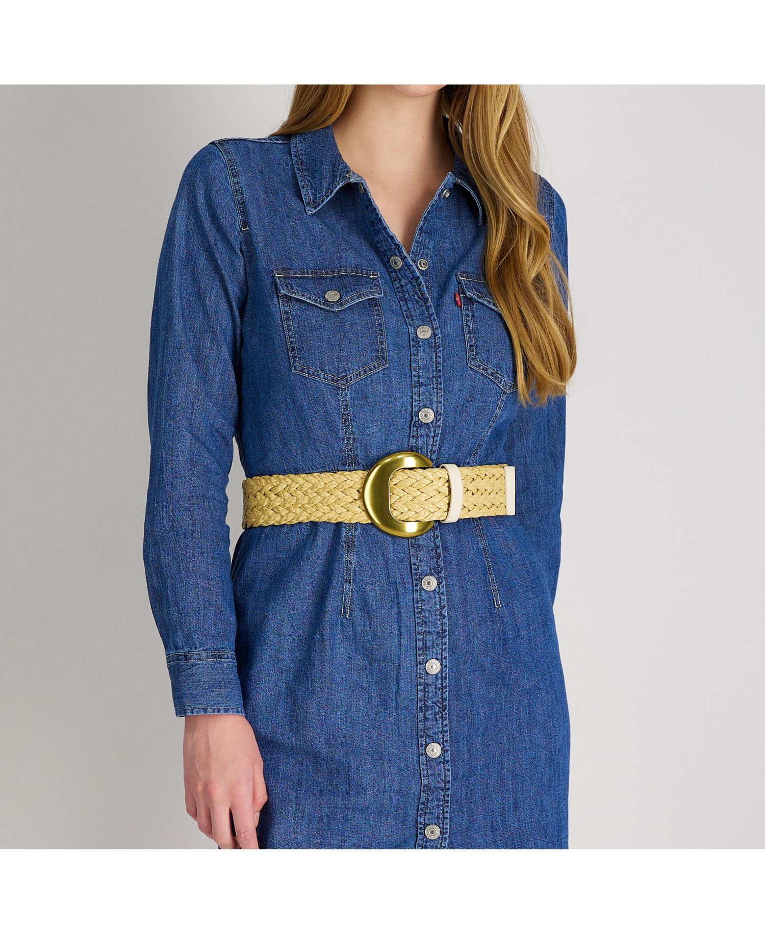 Women's Fully Adjustable Raffia Belt with Statement Buckle
