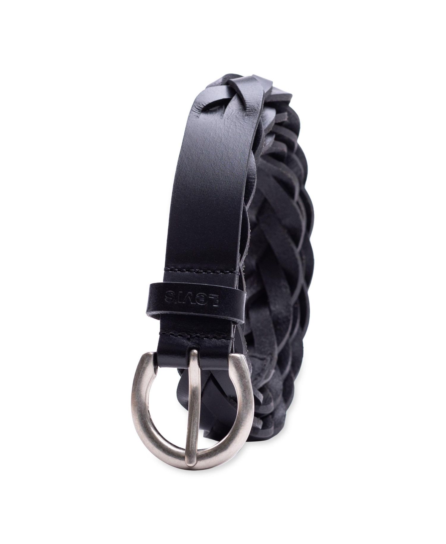 Women's Braided Leather Skinny Belt
