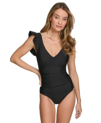 DKNY - Women's Ruffle-Trim One-Piece Swimsuit