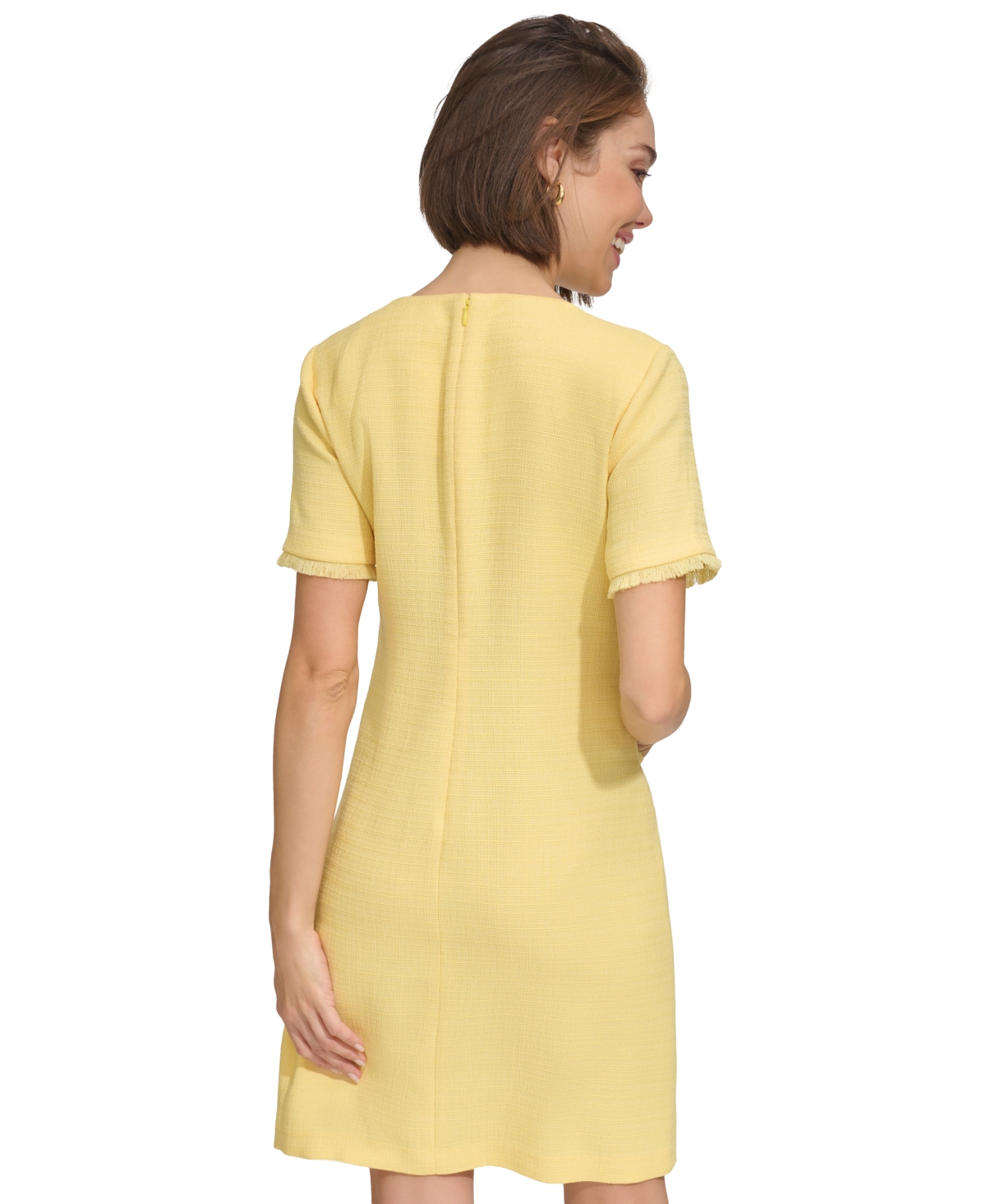 Shop Tommy Hilfiger Women's Fringe-trim Short-sleeve Dress In Sunset