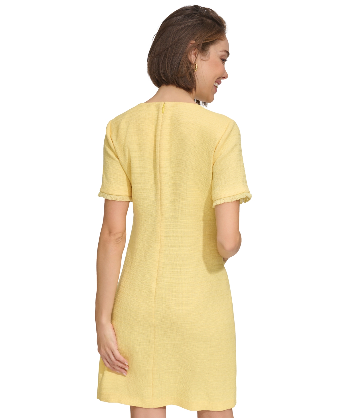Shop Tommy Hilfiger Petite Fringe-trim Short-sleeve Dress In Sunset