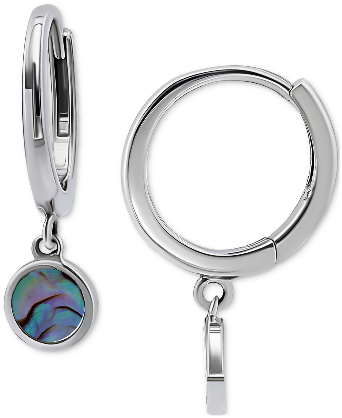 Shop Giani Bernini Abalone Disc Dangle Hoop Drop Earrings In Sterling Silver, Created For Macy's