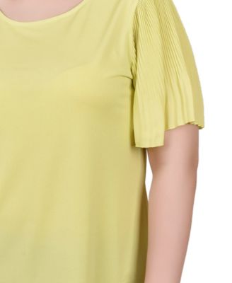 Petite Pleated-Sleeve Top